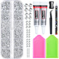 35000 Pcs Resin Jelly Rhinestones Kit, Multicolor 3mm Flatback Rhinestones with 4 Pcs B7000 Jewelry Glue & Tools, All-in-One Bedazzling Kit for DIY Arts & Crafts Gifts