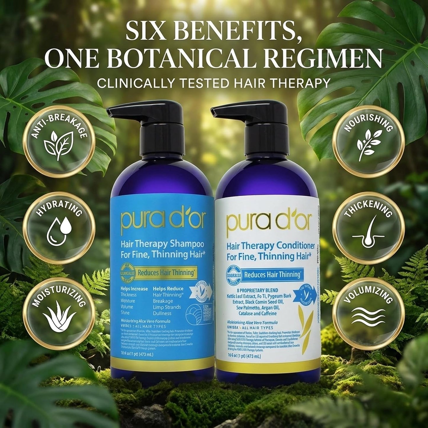 PURA D'OR Deep Moisturizing Biotin Hair Regrwoth Conditioner Thickens, Softens, & Moisturizes Dry, Frizzy, Damaged Hair w/Argan Oil, Pumpkin, Rosemary, Honeysuckle, Vitamin E, Men & Women, 16oz