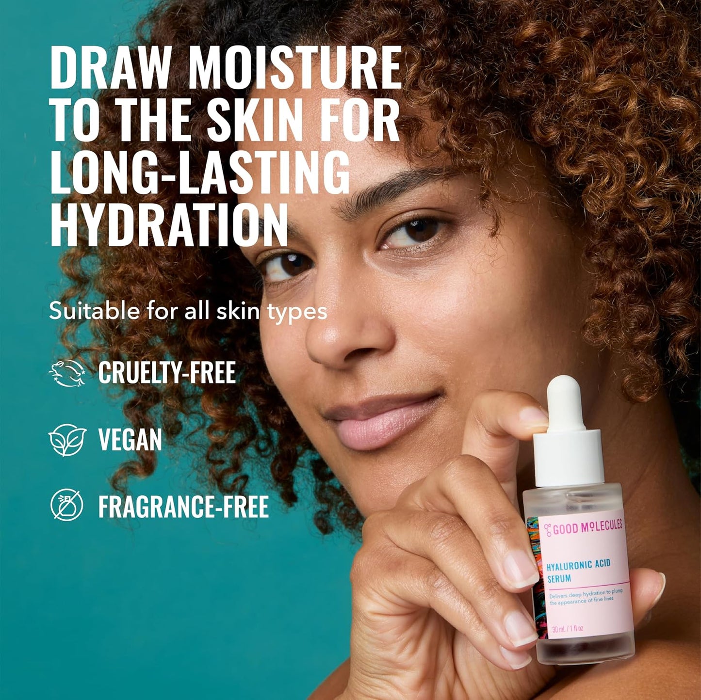 Good Molecules Hyaluronic Acid Serum for Face, Hydrating Serum, 1 fl oz