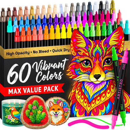ARTISTRO Dual-Tip Acrylic Paint Marker Pens - Set of 36