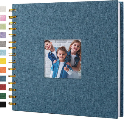 12"x12" Scrapbook Photo Album Linen Cover 40 Sheets 80 Pages White Paper