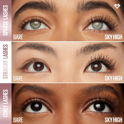Maybelline Lash Sensational Sky High Washable Mascara Makeup, Volumizing, Lengthening, Defining, Curling, Multiplying, Buildable Formula, Blackest Black, 1 Count