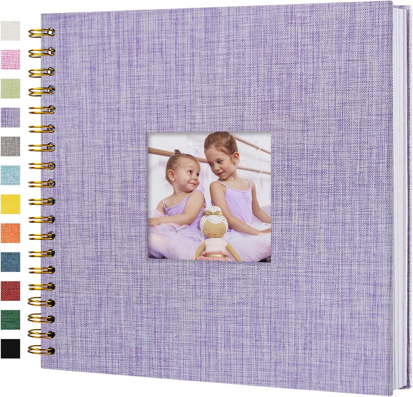 12"x12" Scrapbook Photo Album Linen Cover 40 Sheets 80 Pages White Paper
