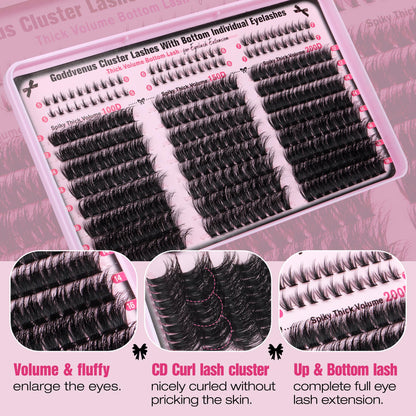 Goddvenus Pre-made Spikes Lash Clusters Wispy Manga Eyelash Clusters