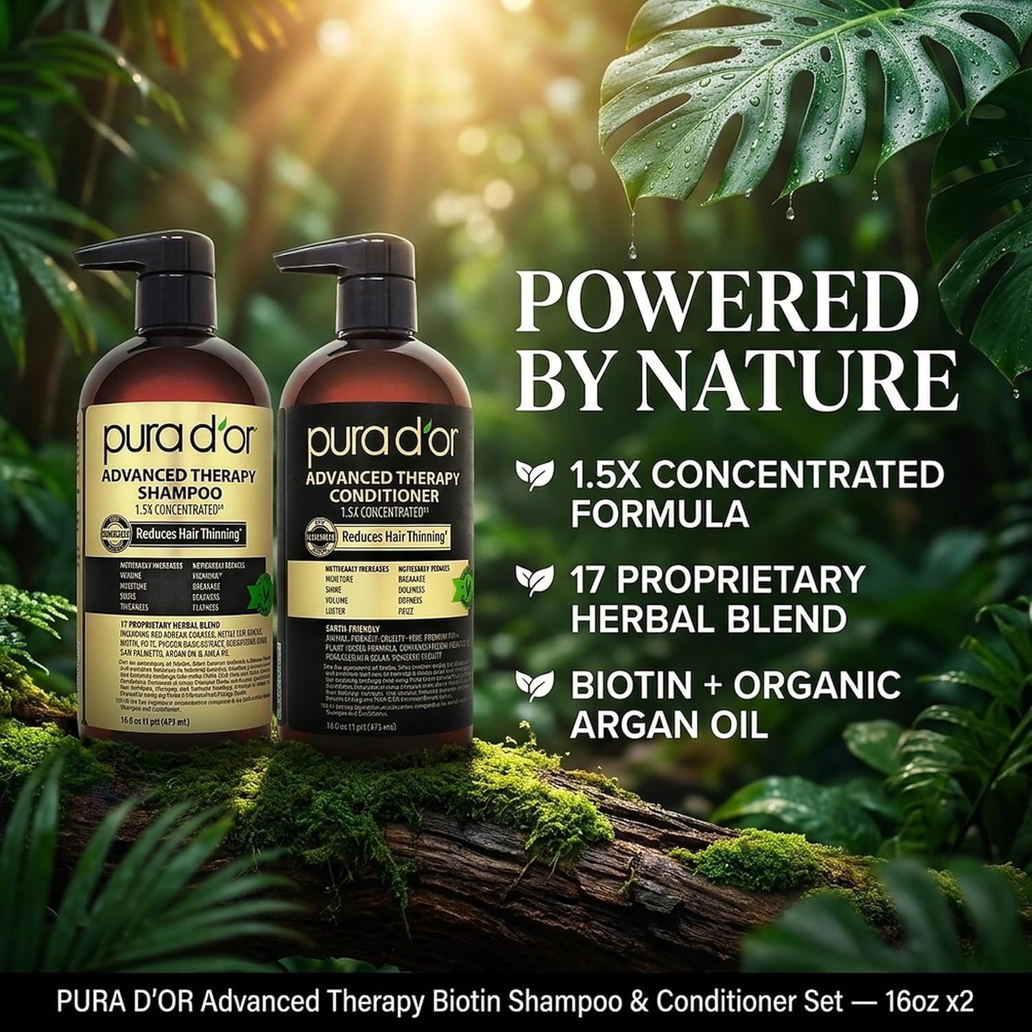 PURA D'OR Deep Moisturizing Biotin Hair Regrwoth Conditioner Thickens, Softens, & Moisturizes Dry, Frizzy, Damaged Hair w/Argan Oil, Pumpkin, Rosemary, Honeysuckle, Vitamin E, Men & Women, 16oz