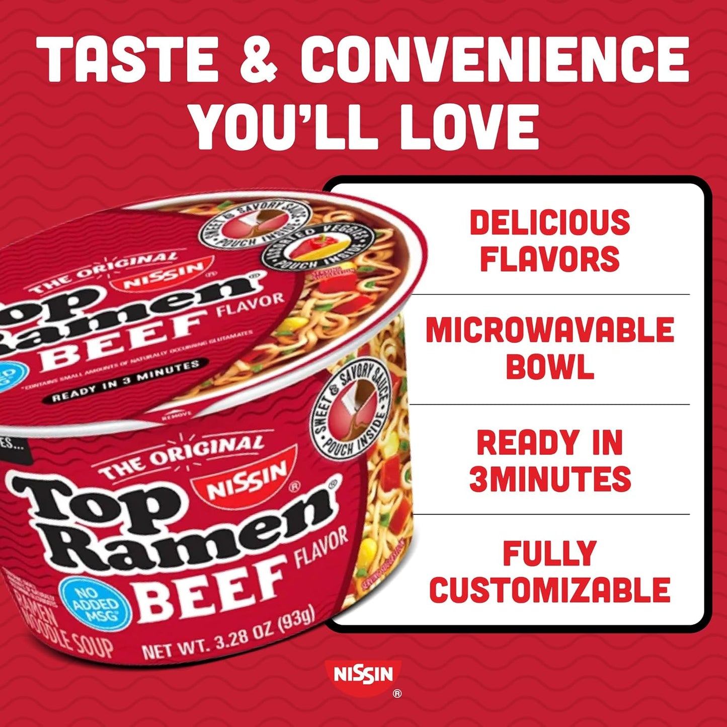 Nissin Top Ramen Noodle Soup, Chicken, 3 Ounce (Pack of 24)