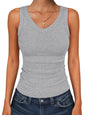 ANRABESS Tank Tops for Women V Neck Summer Sleeveless Ribbed Knit
