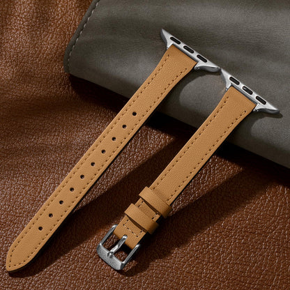 Charlam Slim Leather Band Compatible with Apple Watch Bands for Women 40mm 38mm 41mm 42mm 44mm 45mm 46mm, Top Grain Genuine Leather Strap Thin Wristband for iWatch Series 11 10 SE 9 8 7 6 5 4 3 2 1