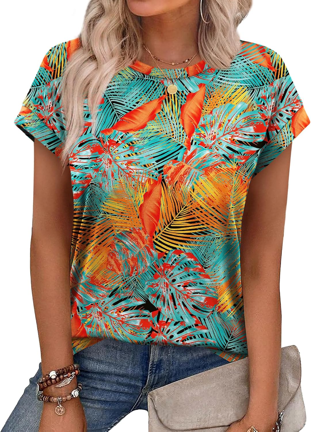 Alaroo Womens Summer Tops Short Sleeve Shirts Crew Neck Tshirt Cute Trendy Tunic Blouses (S-3XL)