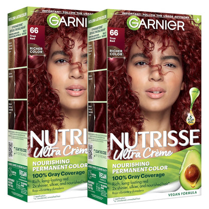 Garnier Nutrisse Ultra Crème Hair Color, Permanent Hair Dye with 100% Gray Coverage, Vegan & Cruelty-Free, 33 Darkest Golden Brown (Caramel Fudge), 1 Count