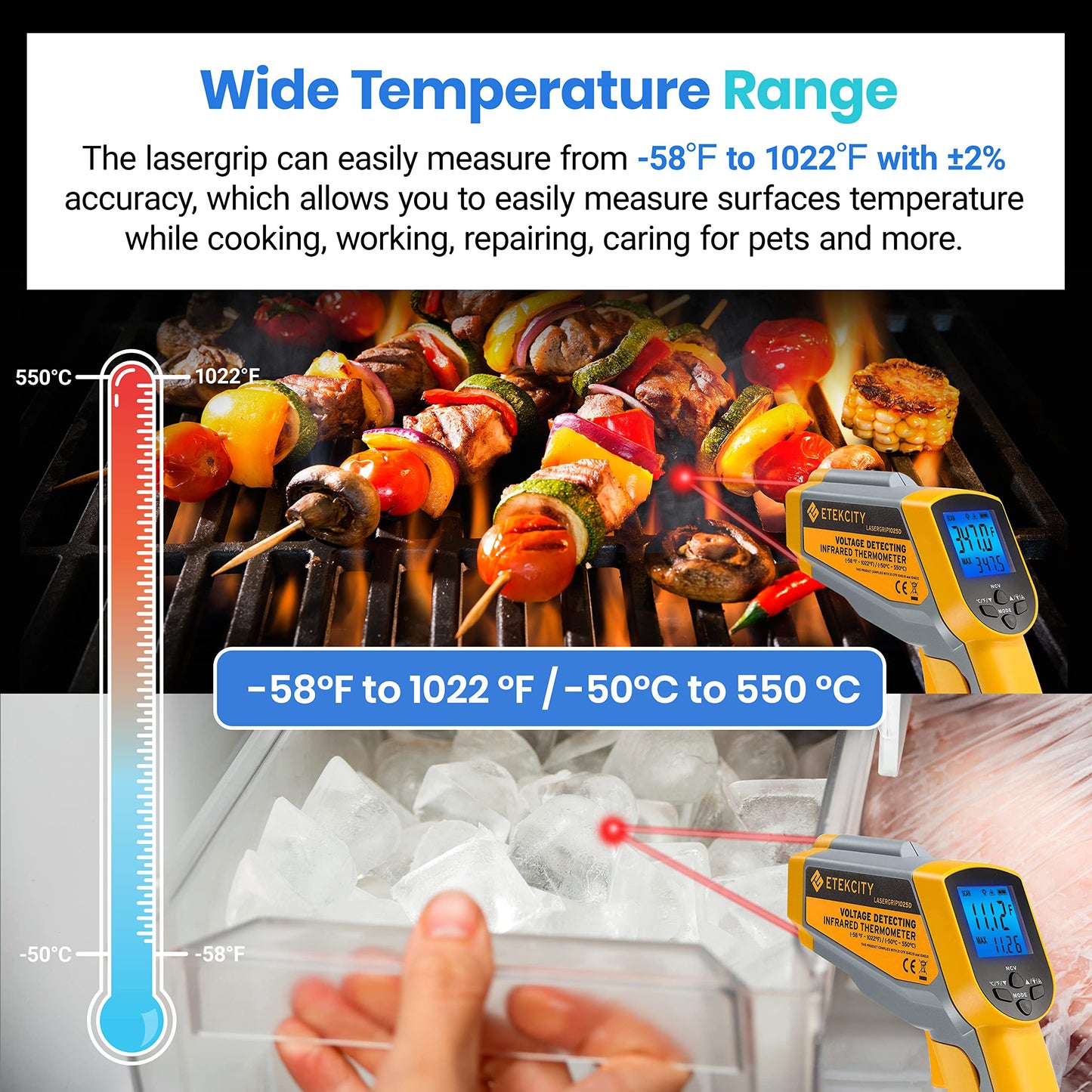 Etekcity Infrared Thermometer Laser Temperature Gun 774