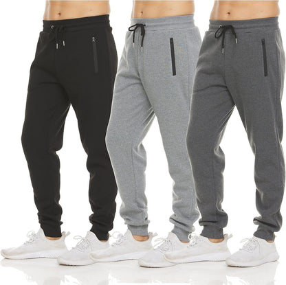 PURE CHAMP Sweatpants for Men 3 Pack Fleece Athletic Workout Joggers Mens Sweatpants with Zipper Pockets Size S-3XL