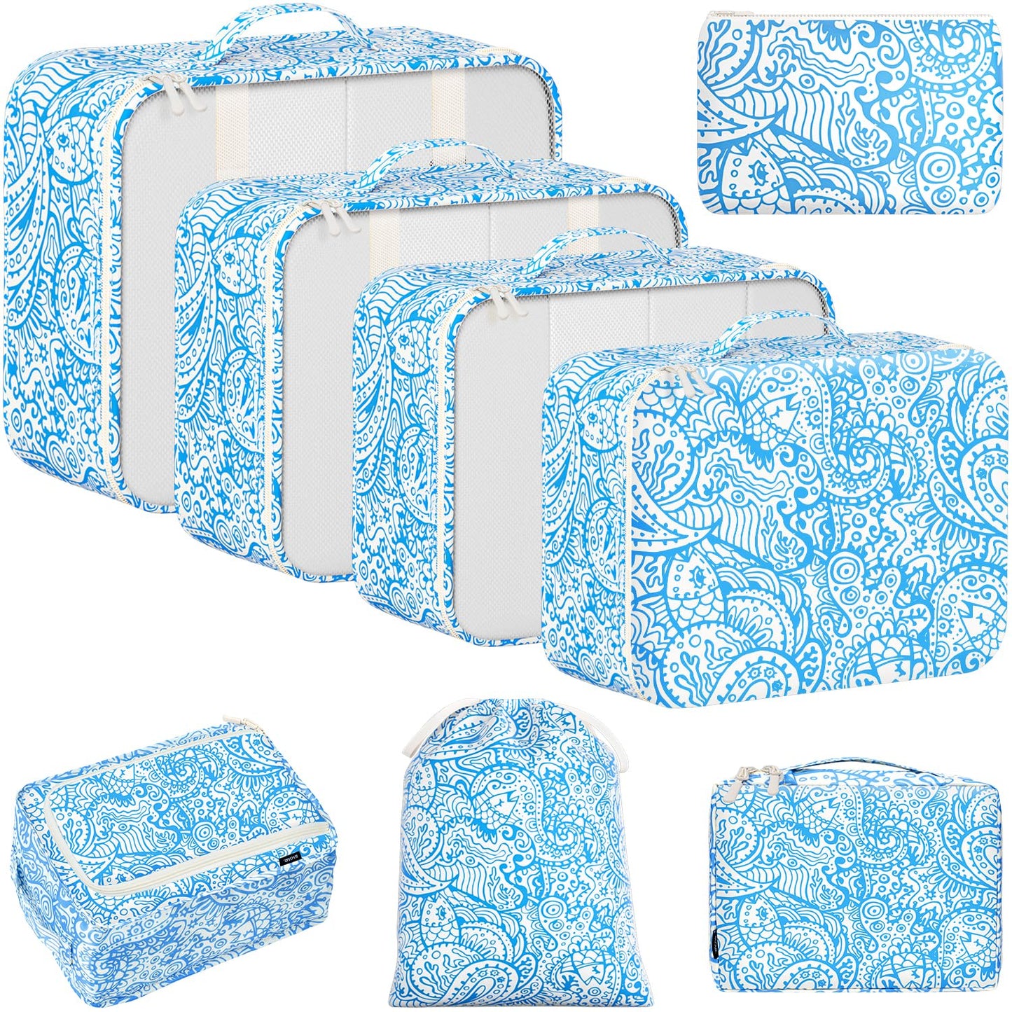 BAGAIL 8 Set Packing Cubes Luggage Packing Organizers for Travel Accessories-Cream