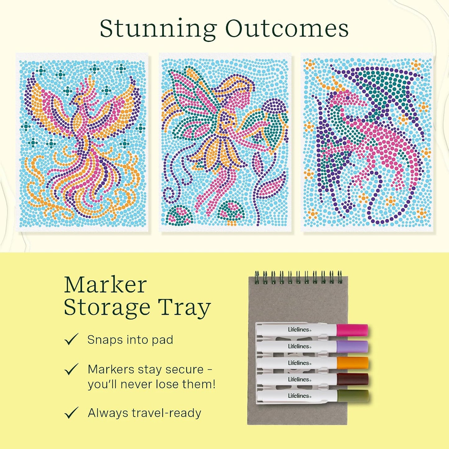 Lifelines FlowArt Mini Activity Pads, 3-Pack, Dot-by-Letter Coloring Books
