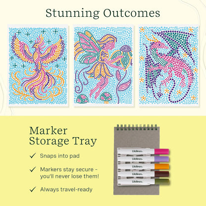 Lifelines FlowArt Mini Activity Pads, 3-Pack, Dot-by-Letter Coloring Books