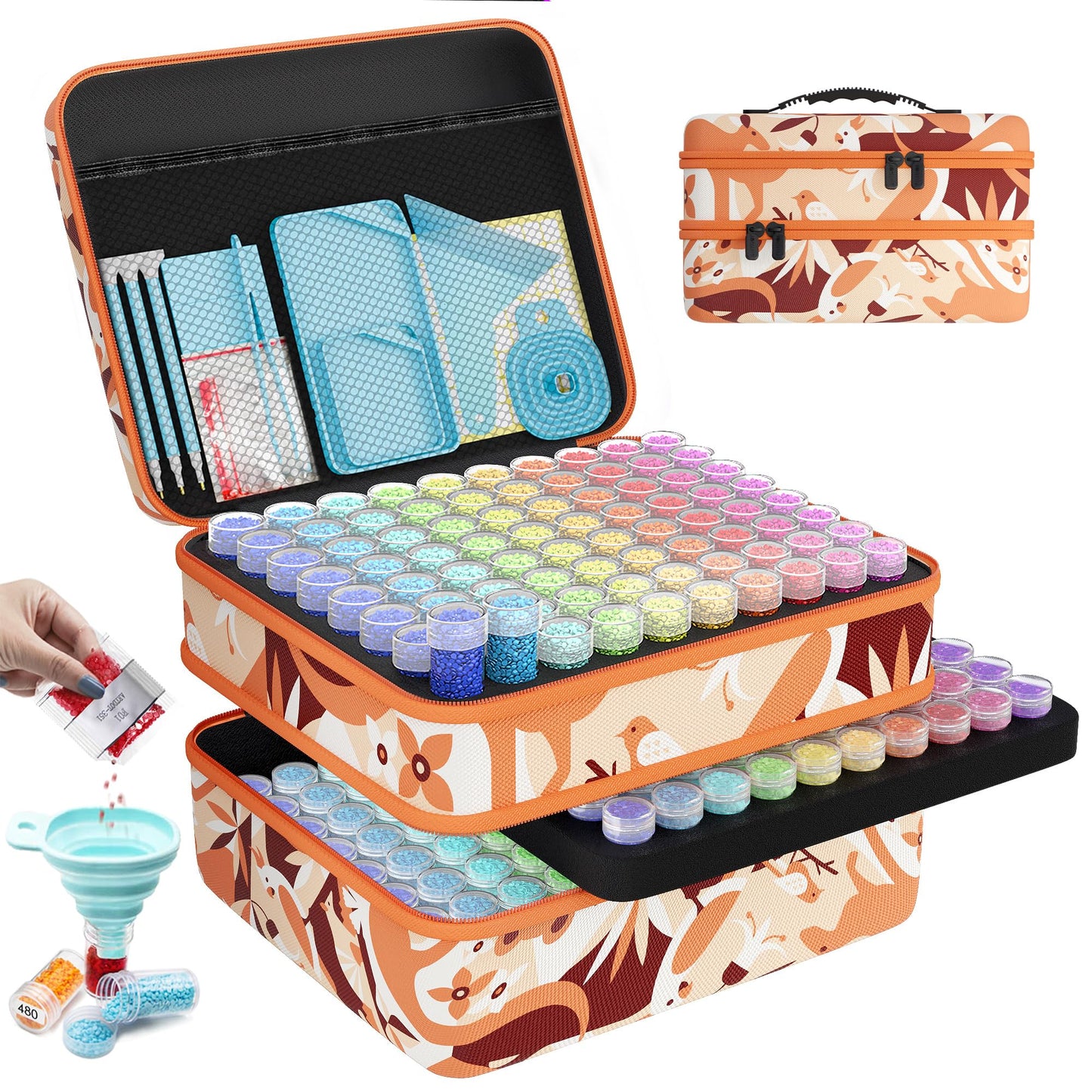 ARTDOT 60 Slots Storage Container for Diamond Art Kits for Adults, Portable Bead Storage Boxes for Diamond Painting Accessories and Tools