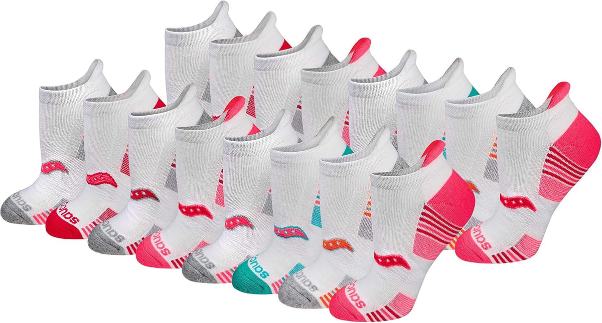Saucony Women's RunDry Performance Heel Tab Athletic Socks, Available in S-L (8, 16, 24 Pairs)
