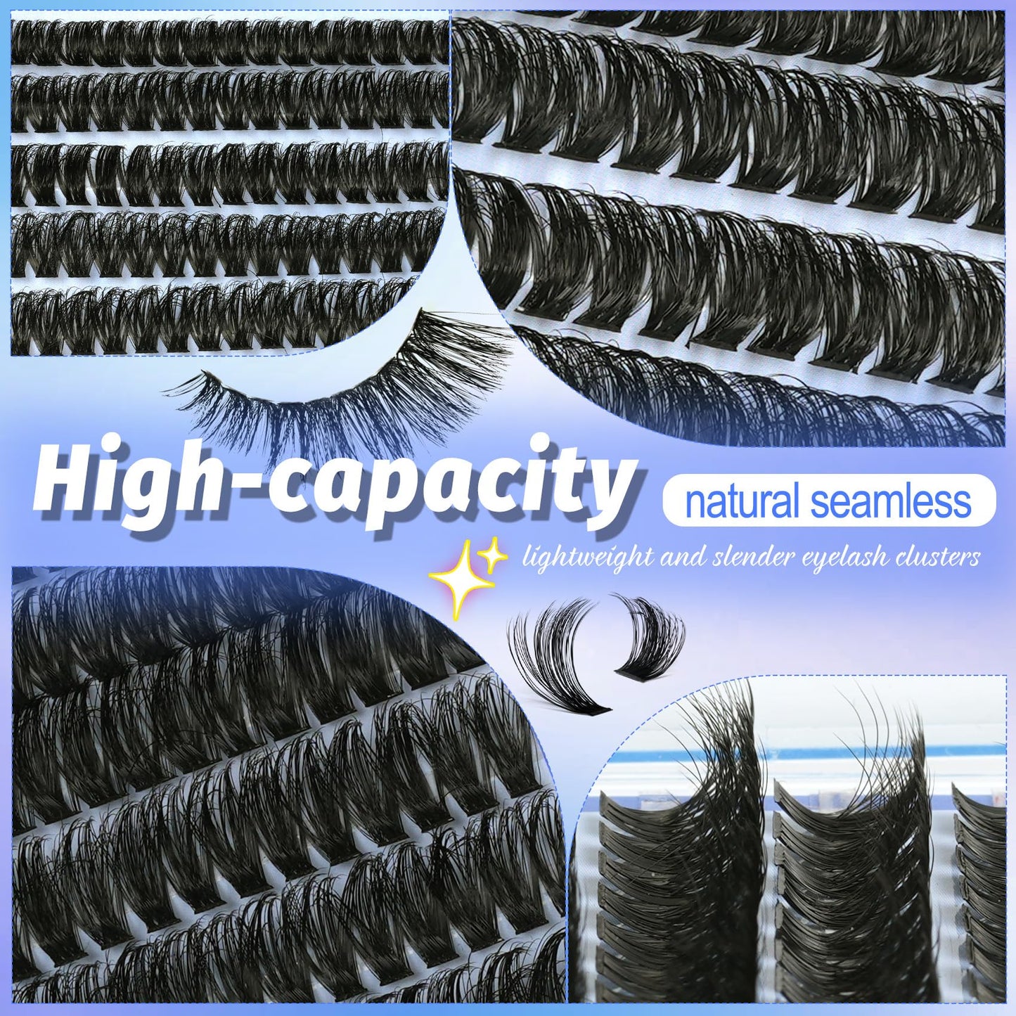 Lash Clusters Wispy 100D Eyelash Clusters 10-18mm Fluff Cluster Eyelash Extensions D Curl No Plastic Feel Individual Lashes Extension 204 Pcs Versatile False Eyelashes Clusters