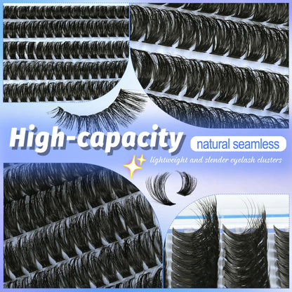Lash Clusters Wispy 100D Eyelash Clusters 10-18mm Fluff Cluster Eyelash Extensions D Curl No Plastic Feel Individual Lashes Extension 204 Pcs Versatile False Eyelashes Clusters