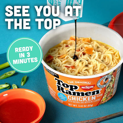 Nissin Top Ramen Noodle Soup, Chicken, 3 Ounce (Pack of 24)