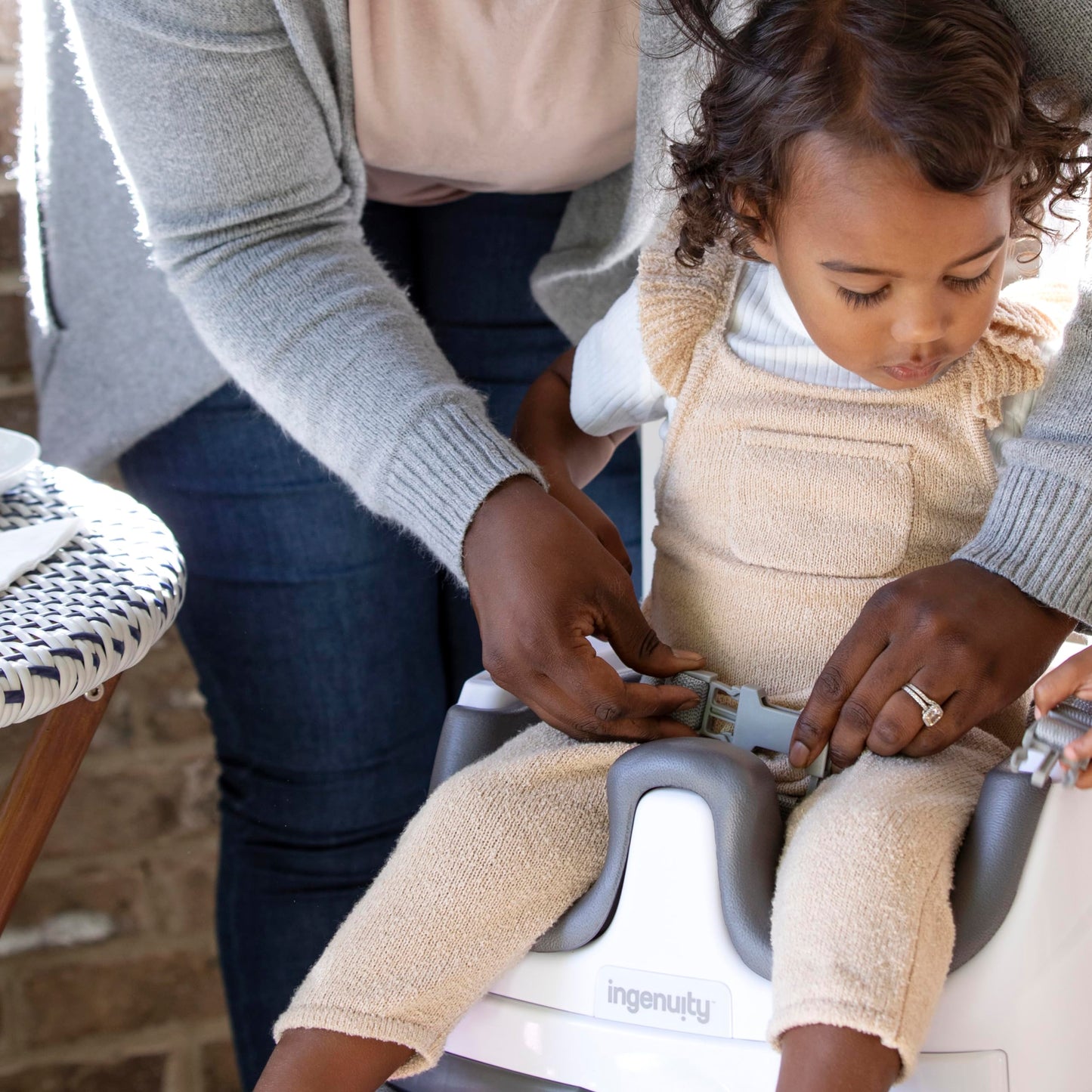 Ingenuity Baby Base 2-in-1 Booster Feeding and Floor Seat with Self-Storing Tray - Cashmere