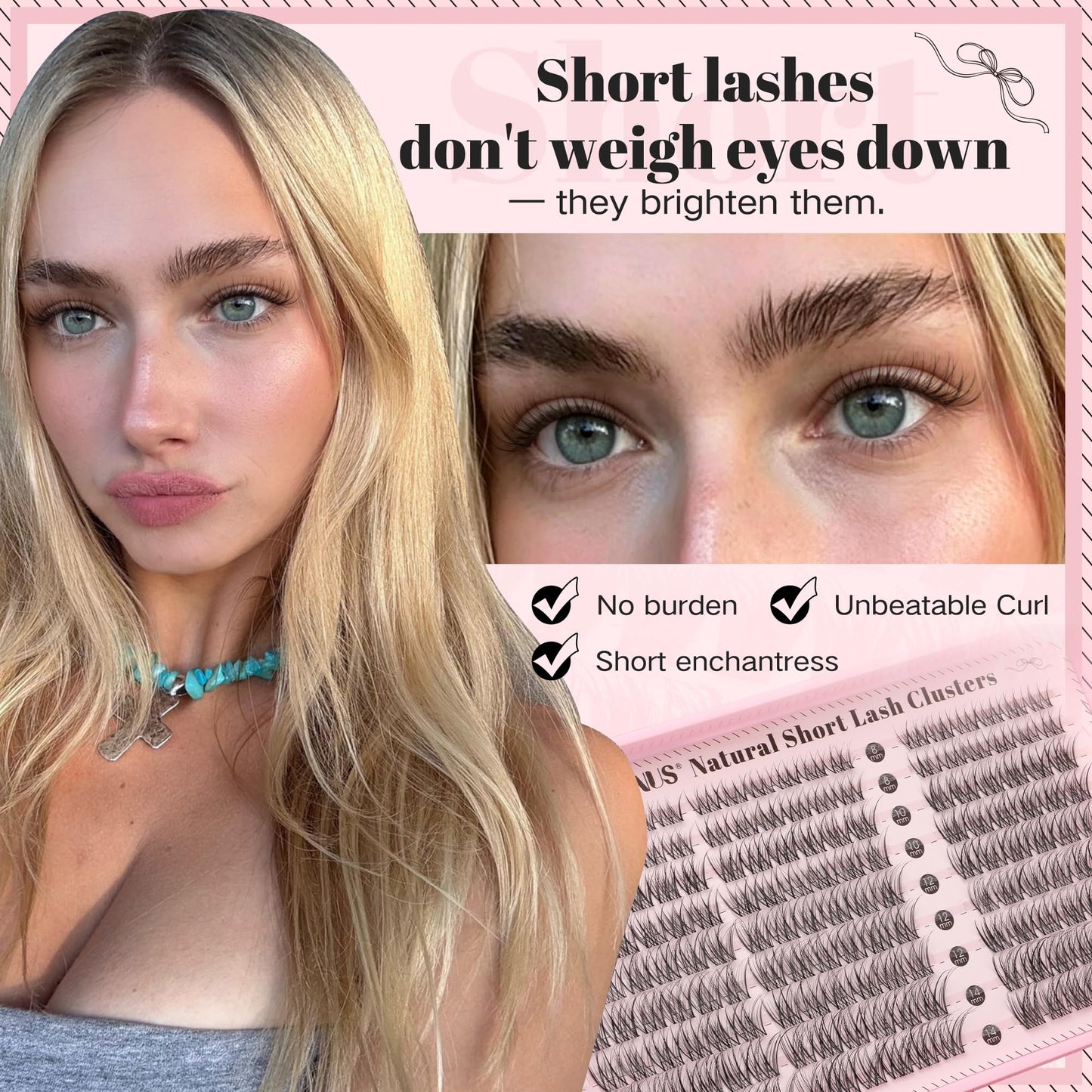 Goddvenus Brown Wispy Eye Lash Clusters Kit Natural Cluster Eyelash Extensions Kit False Eyelash Clusters Fluffy DIY Individual Lash Extensions Kit C Curl