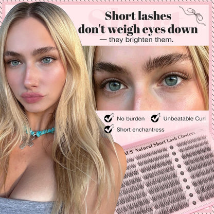 Goddvenus Brown Wispy Eye Lash Clusters Kit Natural Cluster Eyelash Extensions Kit False Eyelash Clusters Fluffy DIY Individual Lash Extensions Kit C Curl