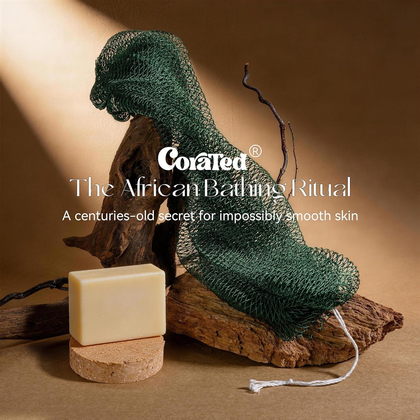 CORATED African Net Sponge with Knots Authentic, Shower Loofah Bath Sponge