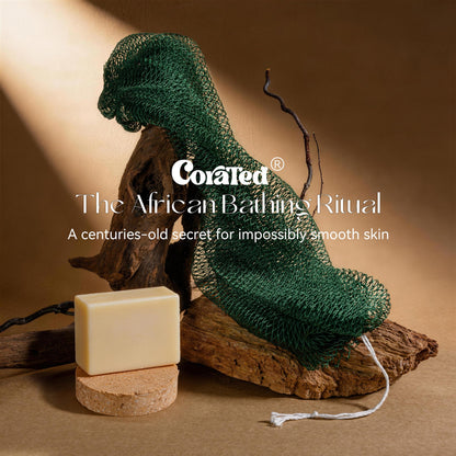 CORATED African Net Sponge with Knots Authentic, Shower Loofah Bath Sponge