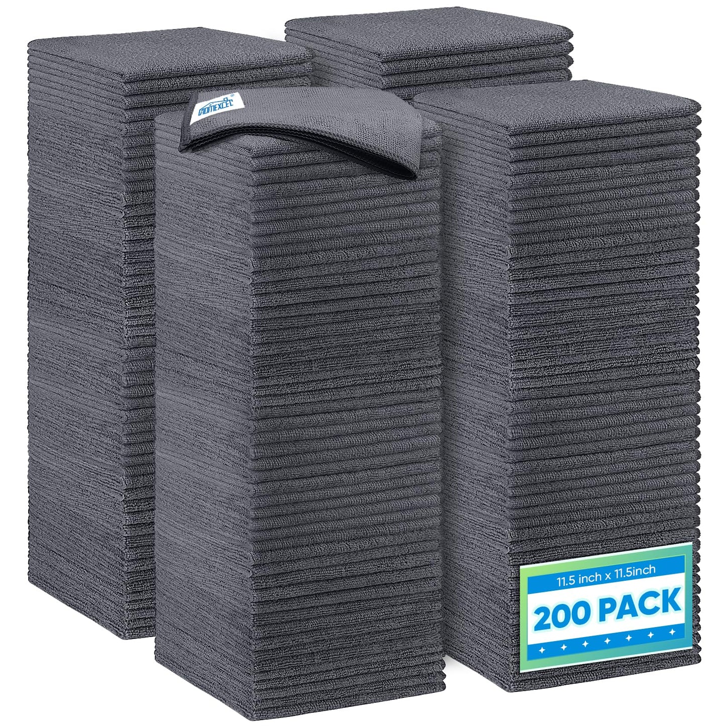 HOMEXCEL Microfiber Cleaning Cloth 12 Pack, 12.5 x 12.5 inch Microfiber Towels for Cars, Ultra Absorbent Washing Cloth, Lint Free Streak Free Cleaning Rags for Car, Kitchen, and Window (Grey)