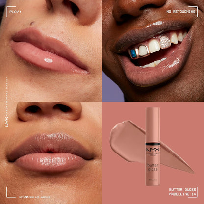 NYX PROFESSIONAL MAKEUP Butter Gloss, Non-Sticky Lip Gloss - Praline (Deep Nude)