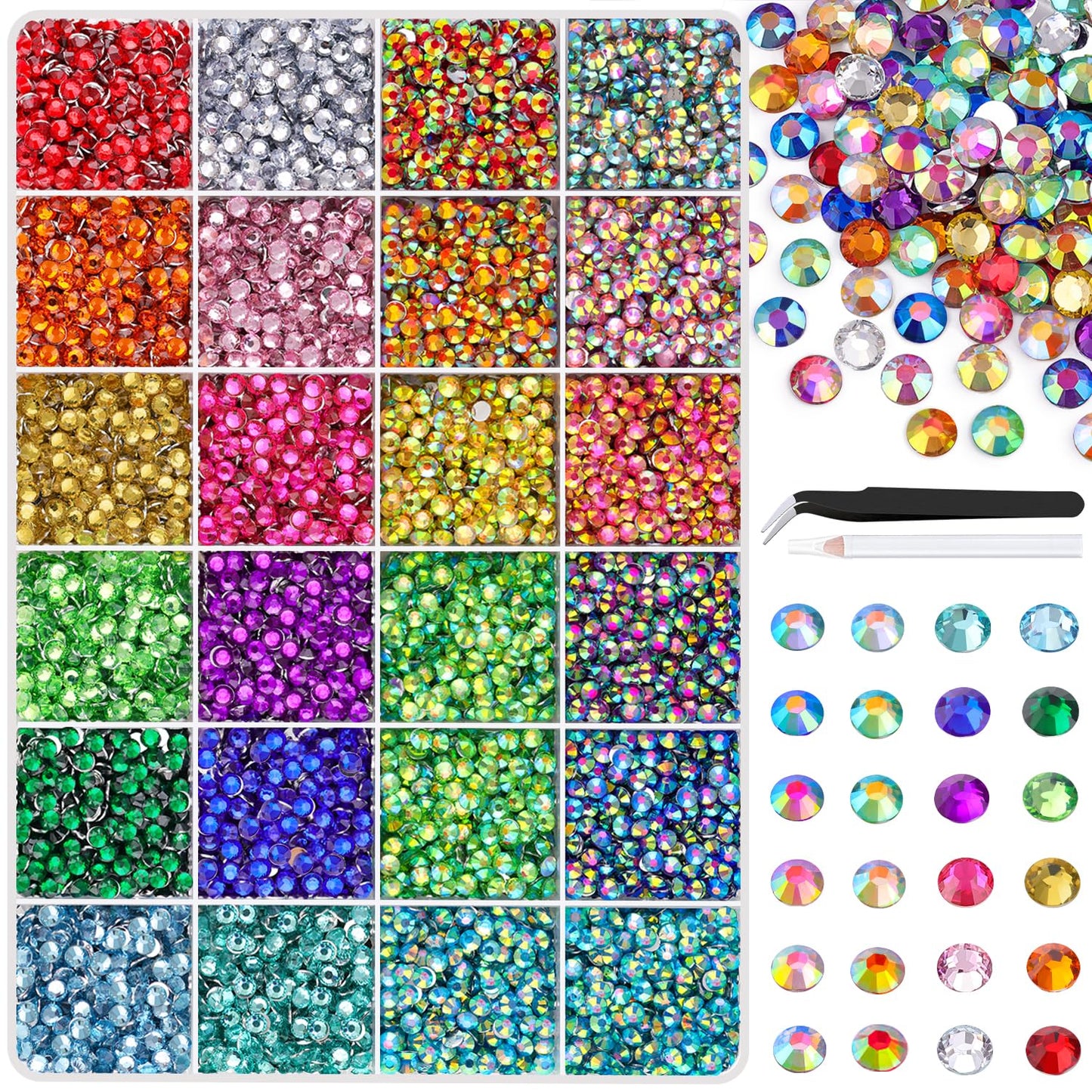 Rainbow Flatback Rhinestones for Crafting and 3PCS B7000 Glue (Set 1), 2 Boxes of 4500 PCS Resin Rhinestones Gems Charms for Bedazzling DIY Crafts Tumblers Shoes Fabric Clothing Nail Art