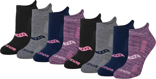 Saucony Women's RunDry Performance Heel Tab Athletic Socks, Available in S-L (8, 16, 24 Pairs)