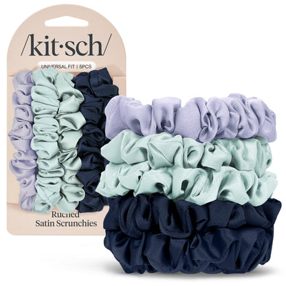 Kitsch Ultra-Petite Satin Scrunchies for Women - Eucalyptus, 6pcs