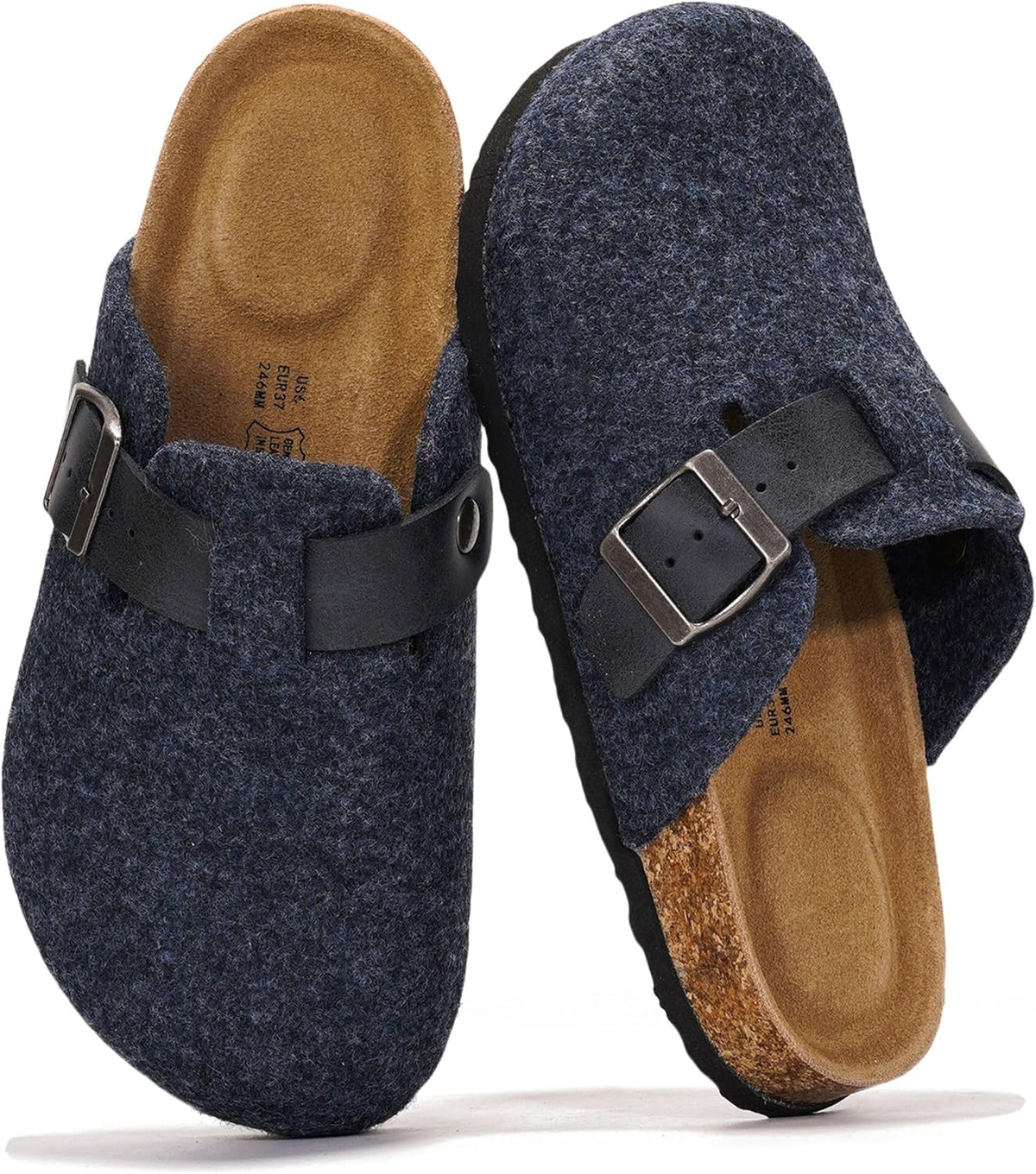 Project Cloud 100% Genuine Leather Womens Cork Footbed Clogs for Women