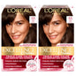 L'Oreal Paris Excellence Crème Permanent Hair Dye, Triple Care Hair Color with Hyaluronic Acid for 100% Gray Coverage, 4 Dark Brown, 1 Kit (Packaging May Vary)