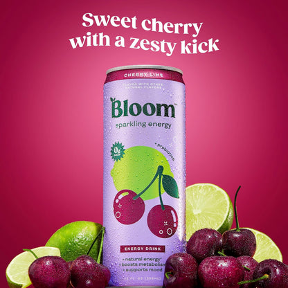 Bloom Nutrition Zero Sugar Energy Drink, Apple Crisp, 12oz 12pk