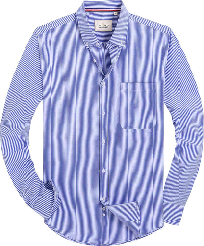 Alimens & Gentle Mens Solid Oxford Shirt Long Sleeve Dress Shirt Work Casual Button Down Shirts with Pocket
