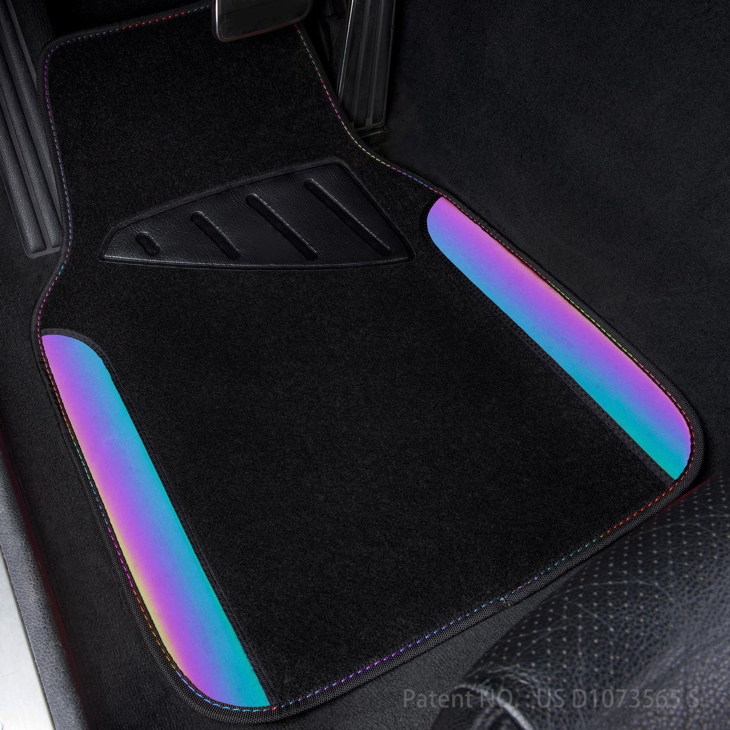 CAR PASS Waterproof Universal Fit Car Floor Mats, Faux Leather Car Carpet Mats, Black Car Mats with Anti-Slip Nibbs Backing & Driver Heel Pad Fit for SUV,Vans,sedans, Trucks,Set of 4pcs(All Black)