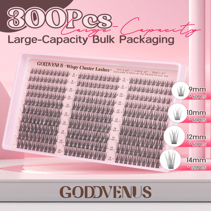 Goddvenus Brown Wispy Eye Lash Clusters Kit Natural Cluster Eyelash Extensions Kit False Eyelash Clusters Fluffy DIY Individual Lash Extensions Kit C Curl
