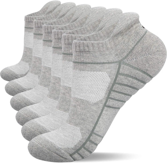 Lapulas Athletic Running Ankle Socks, Low Cut Cushioned Anti-Blister Tab Sports Socks Men Women 6Pairs