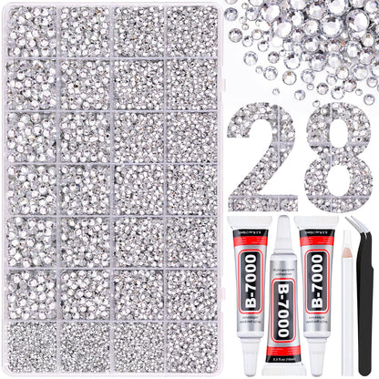 Rainbow Flatback Rhinestones for Crafting and 3PCS B7000 Glue (Set 1), 2 Boxes of 4500 PCS Resin Rhinestones Gems Charms for Bedazzling DIY Crafts Tumblers Shoes Fabric Clothing Nail Art