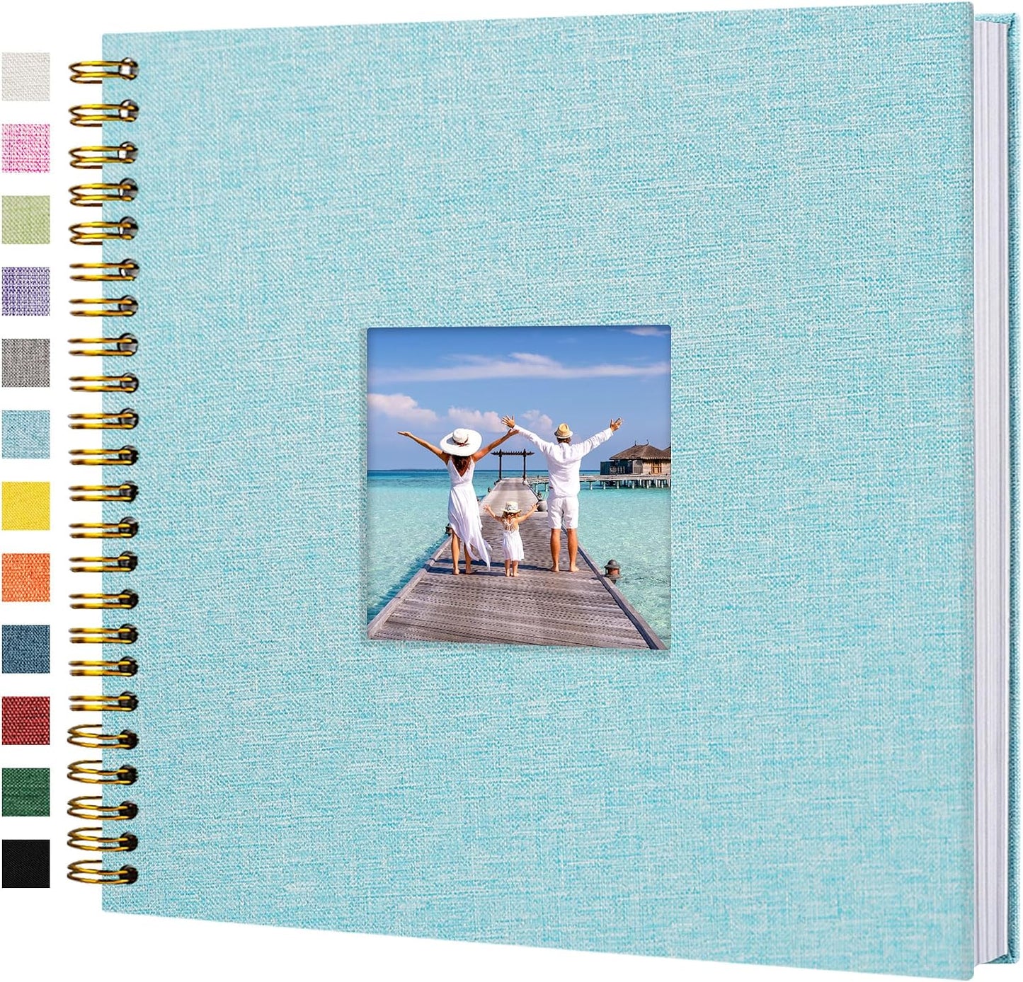 12"x12" Scrapbook Photo Album Linen Cover 40 Sheets 80 Pages White Paper