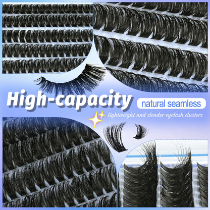 Lash Clusters Wispy 100D Eyelash Clusters 10-18mm Fluff Cluster Eyelash Extensions D Curl No Plastic Feel Individual Lashes Extension 204 Pcs Versatile False Eyelashes Clusters