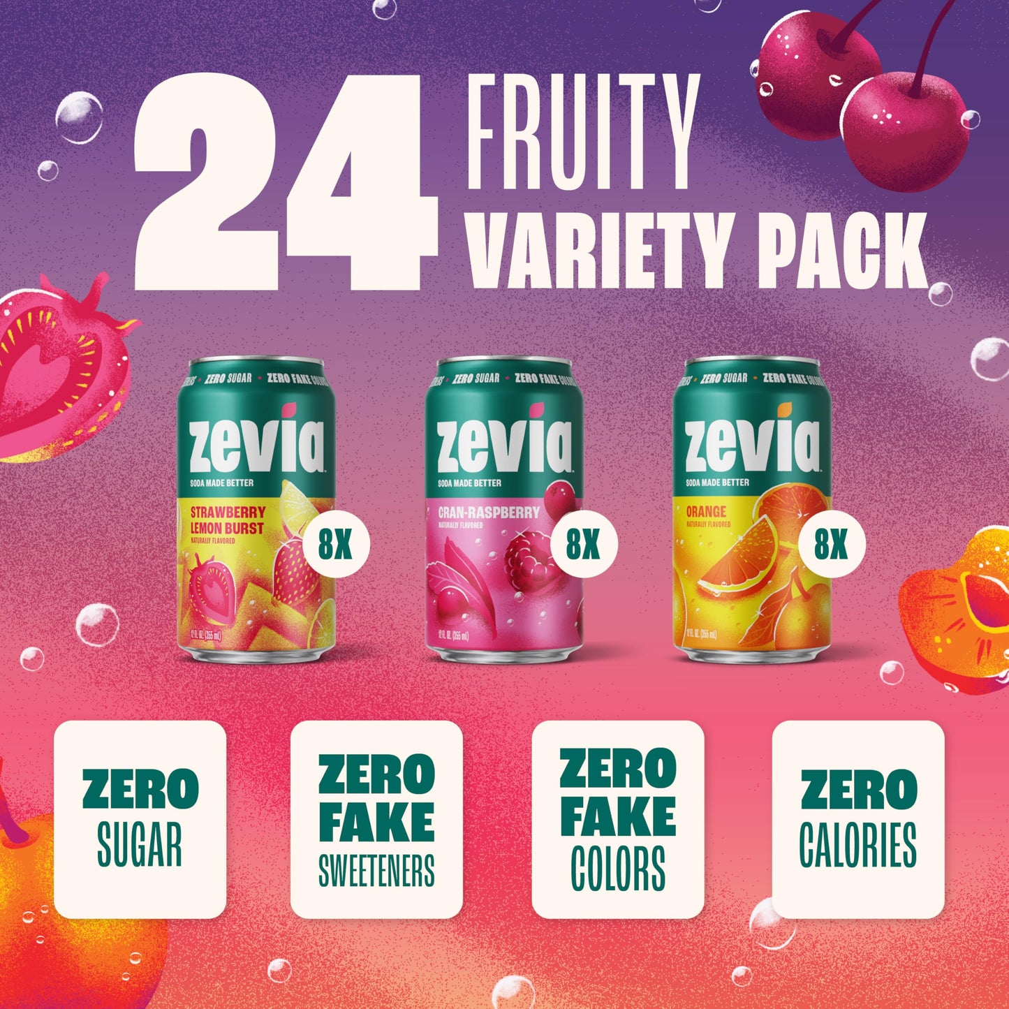 Zevia Zero Sugar Soda, Cola, 12 oz Cans (24-Pack) – Naturally Sweetened, Zero Calorie Sugar Free Soda - Non-GMO Project Verified, Gluten-Free, Vegan