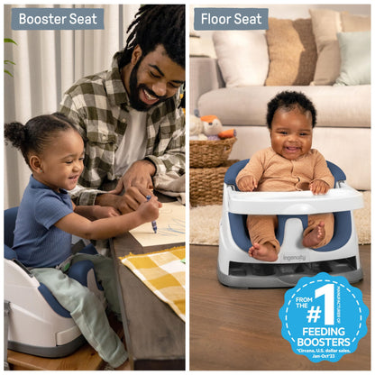Ingenuity Baby Base 2-in-1 Booster Feeding and Floor Seat with Self-Storing Tray - Cashmere