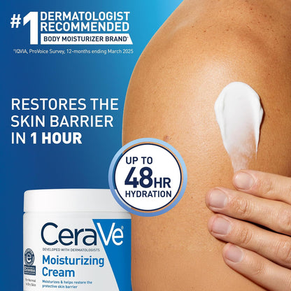 CeraVe Moisturizing Cream, Face & Body Moisturizer for Dry Skin, 19oz
