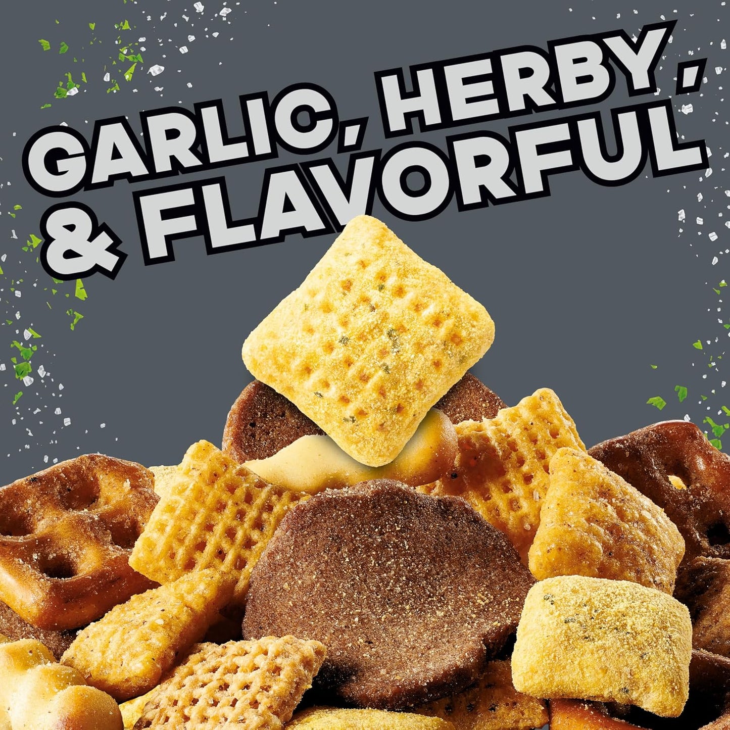 Chex Mix Bold Garlic & Herb Snack Mix, Resealable Tub, 20 oz
