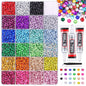 Rainbow Flatback Rhinestones for Crafting and 3PCS B7000 Glue (Set 1), 2 Boxes of 4500 PCS Resin Rhinestones Gems Charms for Bedazzling DIY Crafts Tumblers Shoes Fabric Clothing Nail Art