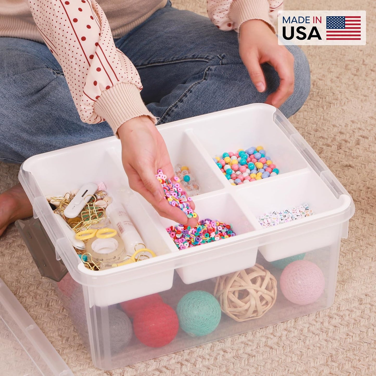 Citylife 6Qt 4Packs Clear Craft Organizers and Storage BOX, Sensory Bins